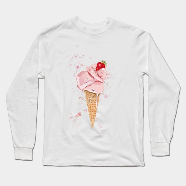 Strawberry ice cream cone Long Sleeve T-Shirt by Leamini20